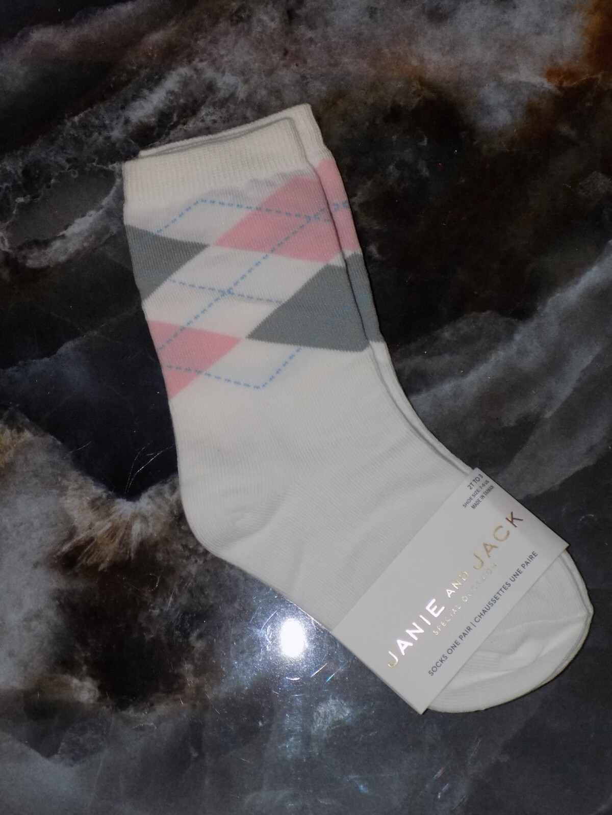 Janie And Jack White Argyle Special Occasion Socks Size 2t TO 3 Girl&#39;s NEW - $6.30