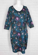 ISLE Reversible Dress Body Con Stretch Knit Green Floral Black Abstract ... - £45.93 GBP