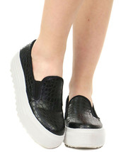 Wild Diva Rayka-01 Lug Sole Flatform SlipOn Creeper Sneaker, Black Croco, US 5 - £23.60 GBP