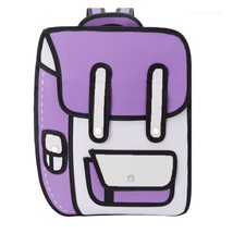 3D Jump Style 2D Drawing From Cartoon Paper Backpack Shoulder Bag Comic Bookbag  - £82.78 GBP
