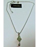 Signed Cookie Lee Silver-tone Green Crystal Pendant Necklace - €14,50 EUR