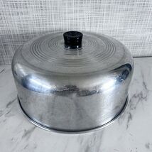 Vintage 1950s Aluminum Cake Cover Lid Black Handle 11.25" Large Rustic BBB - $14.84