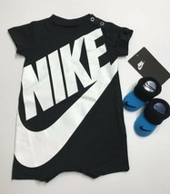 Nike Futura Infant Coverall One Piece Shorts Outfit &amp; Booties Black 3M 6M - $18.00