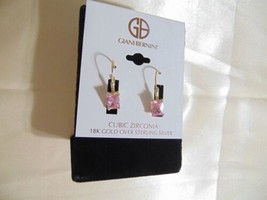 Giani Bernini18k Gold/SS Plated Pink Zirconia Drop Earrings R382 $100 - £33.93 GBP