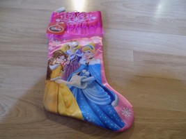 Disney Princess Belle Rapunzel Cinderella Pink Christmas Holiday Stocking New - £13.44 GBP