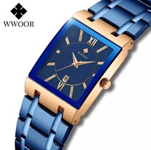 Reloj cuadrado de cuarzo para mujer, pulsera de lujo, color azul, moda - £27.51 GBP