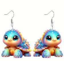 Cartoon Turtle Earrings Marine Life Ladies Jewelry - $6.76