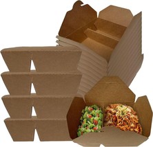 2 Compartment Kraft Take Out Box Disposable Paper Food Container Brown 50pcs - £26.58 GBP