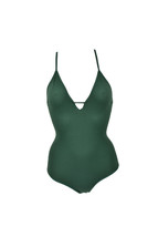 Free People Womens Bodysuit Ribbed Knit Cut Out Cami Skinny Green Size XS/S - £33.48 GBP
