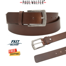Paul Walter Genuine Leather Belt Casual Brown Belt with Heavy Buckle - £11.73 GBP+
