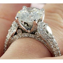 3CT Engagement Wedding Ring 14k White Gold Plated Pear white LC Moissanite - £70.37 GBP