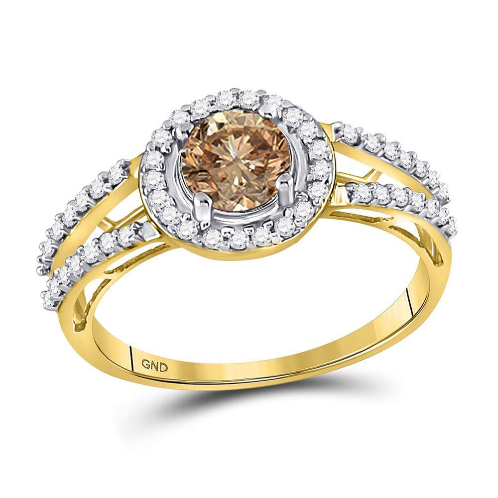 Primary image for 10kt Yellow Gold Round Brown Color Enhanced Diamond Bridal Wedding Ring