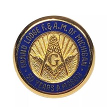 50 years a Mason Lapel Pin Grand Lodge F. &amp; A.M. of Michigan Terryberry Goldtone - £3.61 GBP