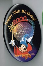 Happy 28th Birthday Walt Disney World Pin back button Pinback - £19.09 GBP