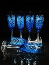 Faberge  Odessa Sky Blue  Colored Crystal Champagne Flutes  NIB image 8