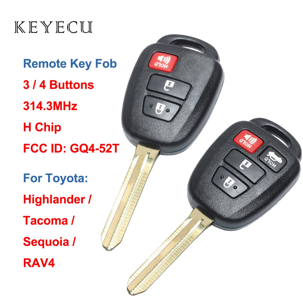 Keyecu Remote Car Key Fob 3 / 4 Buttons 314.Hz H Chip for  Rav4 Higher Tacoma Se - £145.55 GBP