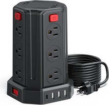 Power Strip Surge Protector 10 Ft Extension Cord with 12 AC Multiple Outlets 4 U - £38.15 GBP