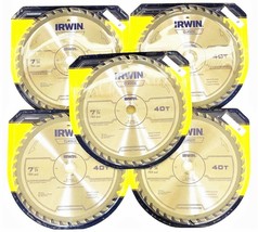 5 IRWIN CLASSIC 7-1/4&quot; CARBIDE TIP CIRCULAR SAW BLADES 40T 40 TOOTH TRIM... - $72.19