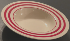 OVER BACK Red White Circle Ring Ceramic Large Vegetables Pasta Serving Bowl 11&quot; - £16.60 GBP