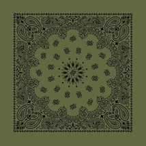 Carolina Creative Bandanna (Olive) Contemporary Paisley 22&quot; x 22&quot; 100% C... - $7.61