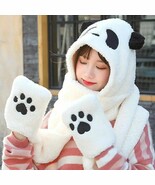 Fluffy Animal Themed Plush Handwarmer Scarf Hat Combo | Fleece Mittens -... - $67.17 CAD