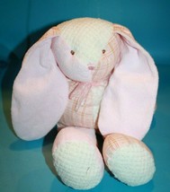 Best Ever Easter Bunny Rabbit 18&quot; Soft Toy Pink Peach Cream Plaid Plush ... - £20.11 GBP