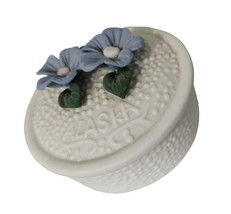 Arctic Kids of Alaska Blue Flower Trinket Dish Jar with Lid Ceramic Souv... - $16.48