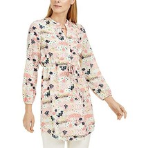 MSRP $80 Maison Jules Womens Floral Split Neck Shirtdress Pink Size Medium - £12.06 GBP