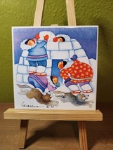 Barbara Lavallee VTG 1995 Signed Trivet Tile WINTER FESTIVAL Igloo - $27.23