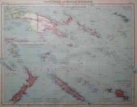 Principaux Archipels d&#39;Oceanie Atlas Universel Antique Map - £27.52 GBP