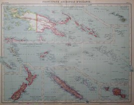 Principaux Archipels d&#39;Oceanie Atlas Universel Antique Map - £26.94 GBP