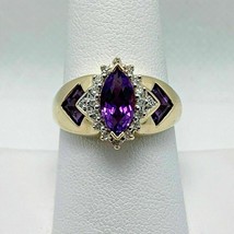 3Ct Marquise Cut Simulated Amethyst Cocktail Ring 14K Yellow Gold Plated... - $141.12