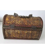 CIGAR BOX Style Wood Tin PURSE Storage Box Container w Handle 7.75W&quot;X 5.... - £26.86 GBP