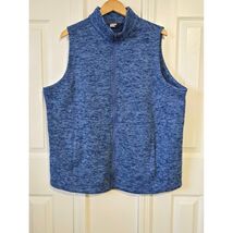 W#omens Lands End Blue Heathered Fleece Vest Size 2X Zip Front Pockets - $24.75