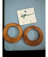 Wooden Earrings Circular Cut Out - Light Brown - $8.91