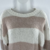 American Eagle Womens Oversized Pink White Jegging Fit Striped Sweater Size M - £22.77 GBP