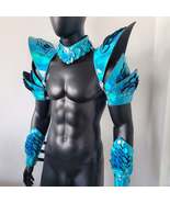 Burning Man Holographic Laser Blue Dragon Scale Rave Festival Costume Ar... - $128.00