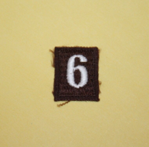 Brownie Girl Scout Number 6 or 9 Vest Patch White No. 6/9 Numeral Brown ... - $2.80