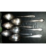 6qty Spoons ONEIDA COMMUNITY DUROPLATE Beverly Silverplate Used Art Deco - £23.89 GBP