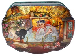 Fedoskino Hand Painted One of a Kind Russian Lacquer Box &quot;Baba-Yaga&quot; by Maslov - £1,183.08 GBP