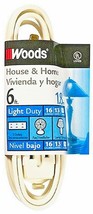 3 outlet WHITE EXTENSION CORD 72&quot; = 6&#39; ft 2 blade 16/2 awg Power Tap WOO... - $16.21