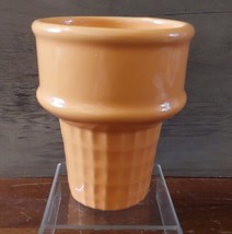 The Monkey and the Peddler Ceramic Ice Cream Cone Cup Pastel Orange 4.5&#39;&#39; - $9.50