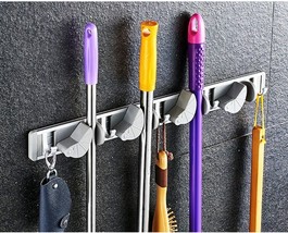 Wall Mount Mop Holder Hanger Hooks Kitchen Brush Broom Storage Rack Orga... - £14.41 GBP