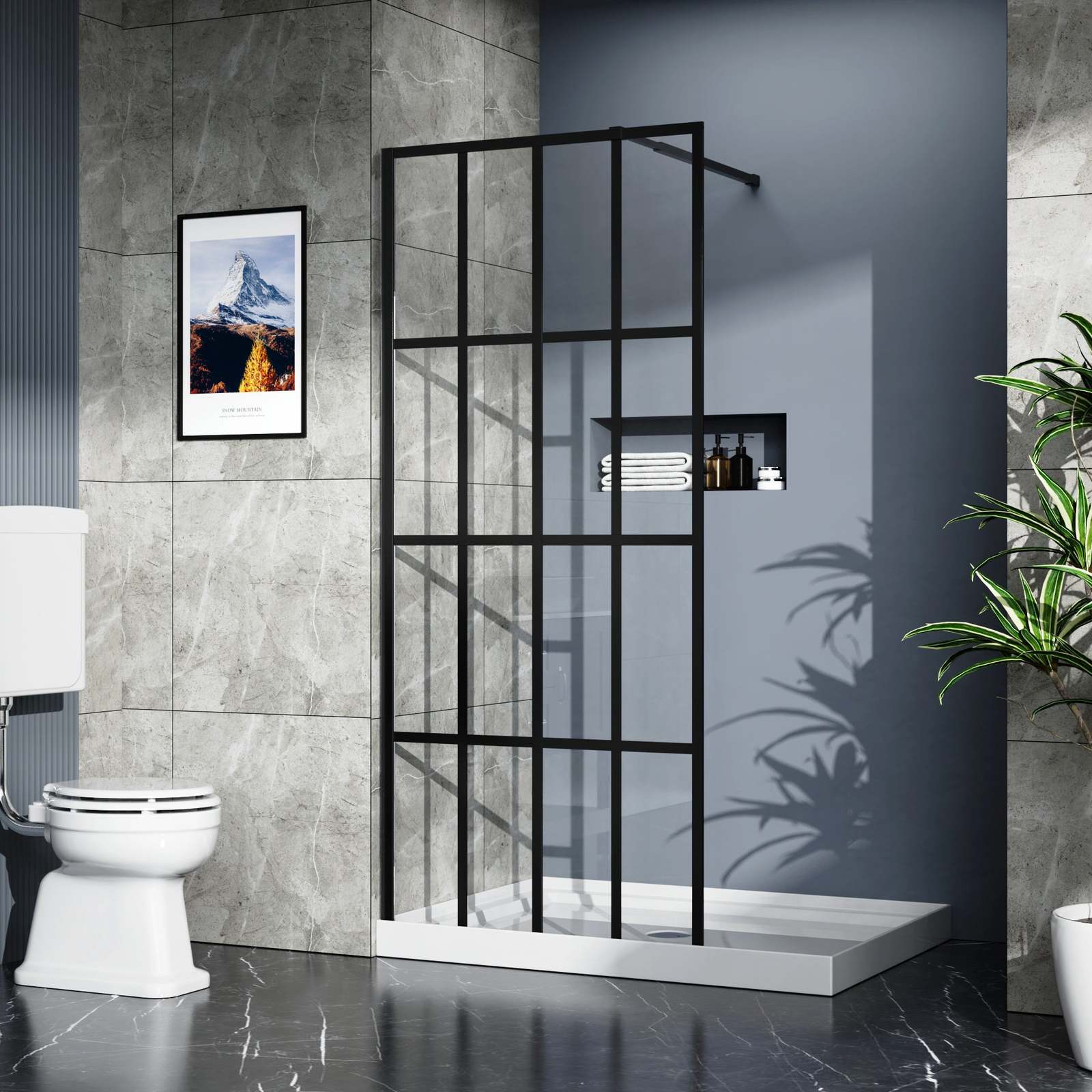 Goodyo 34x72&quot; Black Frameless Walk-In Shower - $259.99