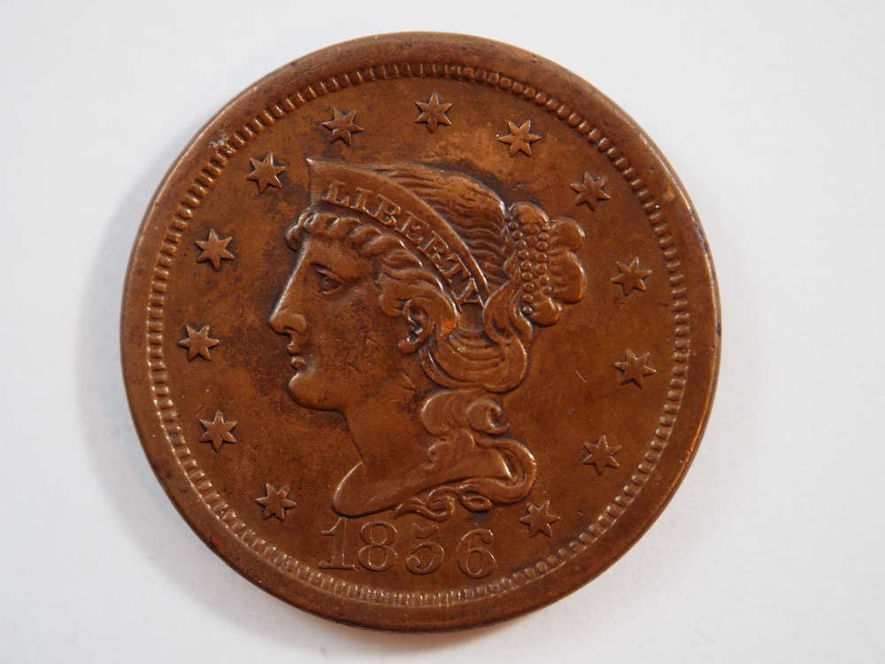 1856 Braided Hair Large Cent Upright 5 Extra Fine (XF) Penny SKU 10022USC - $91.47