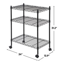 Unit Shelving Metal 3 Tier Wire Rack Organizer Adjustable Shelve With 4 Wheels - £49.55 GBP