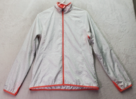 REI Windbreaker Jacket Women&#39;s Medium White Swirly Print Long Sleeve Ful... - $25.86