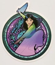 Mulan With Fan in Hand Stain Glass Looking Background Sticker Decal Awes... - $2.30