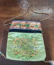 Multicolored Asian Silky Cross Body Purse Bag With 2 Pockets - $11.88