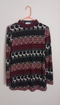 Hello Miz Long Sleeve Mockneck Lightweight Christmas Sweater Womens SZ M - $185.31 MXN